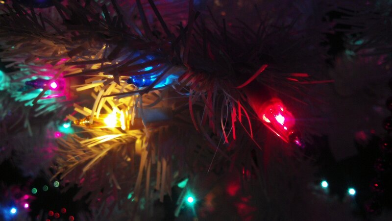 Close-up of Christmas Tree Lights — Red