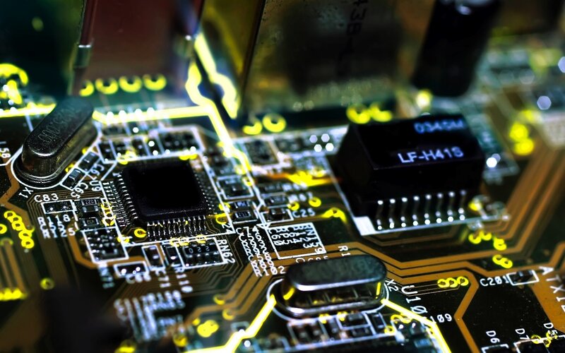 Close-up of Circuit Board — Black, Technical, Photograph, Microchip