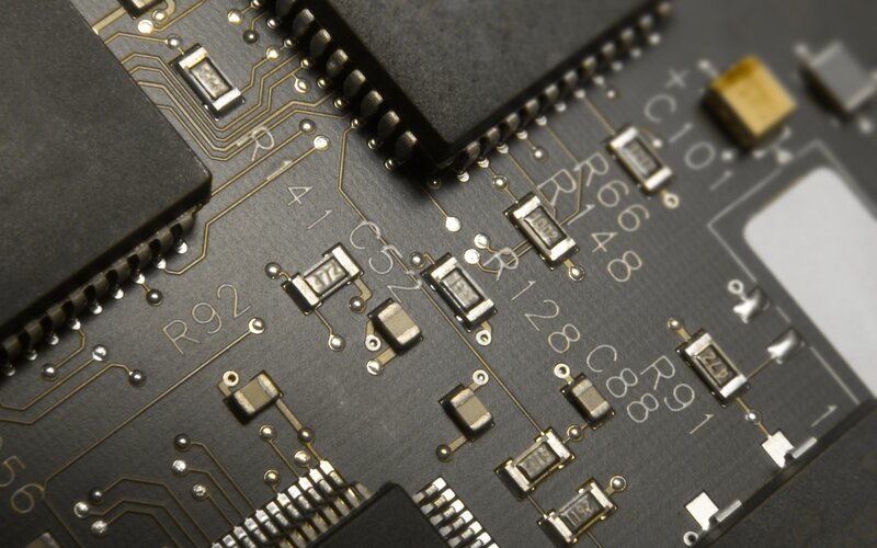 Close-up of Circuit Board — Black, Technical, Photograph, Microchips
