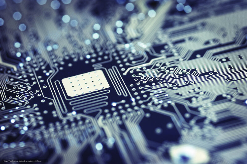 Close-up of Circuit Board — Blue, Technical