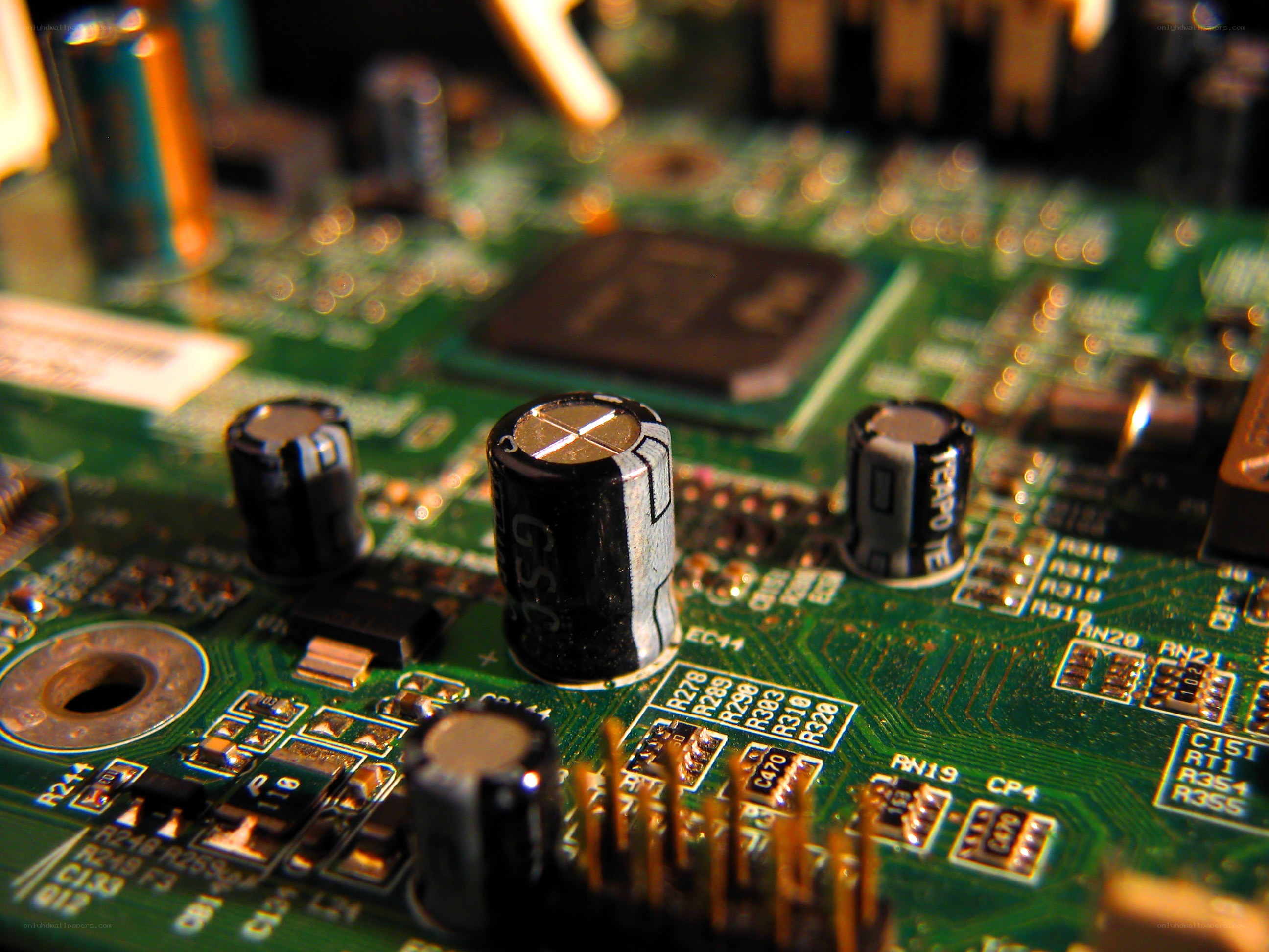 close-up of circuit board components