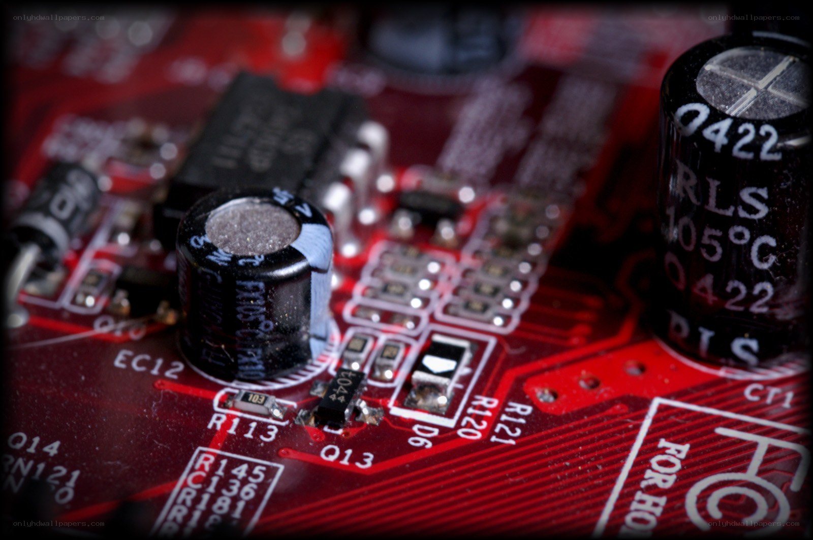 close-up of circuit board components
