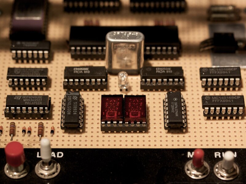 close-up of circuit board components
