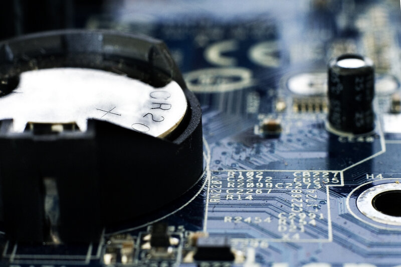 close-up of circuit board components