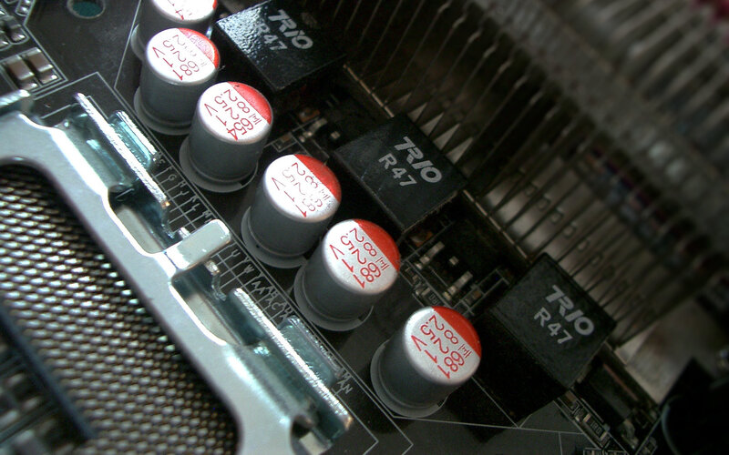 close-up of circuit board components