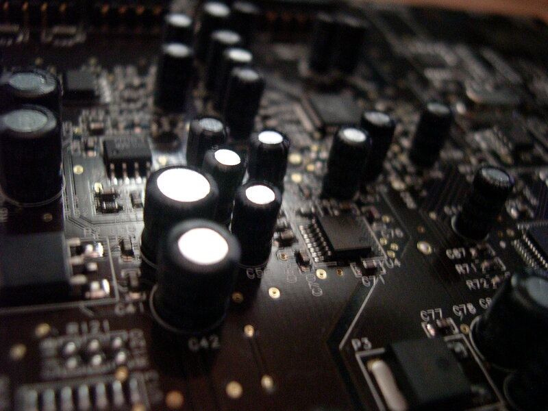 close-up of circuit board components