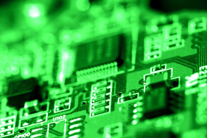 Close-up of Circuit Board — Green, Technical