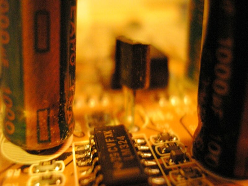 Close-up of Circuit Board — Orange, Technical