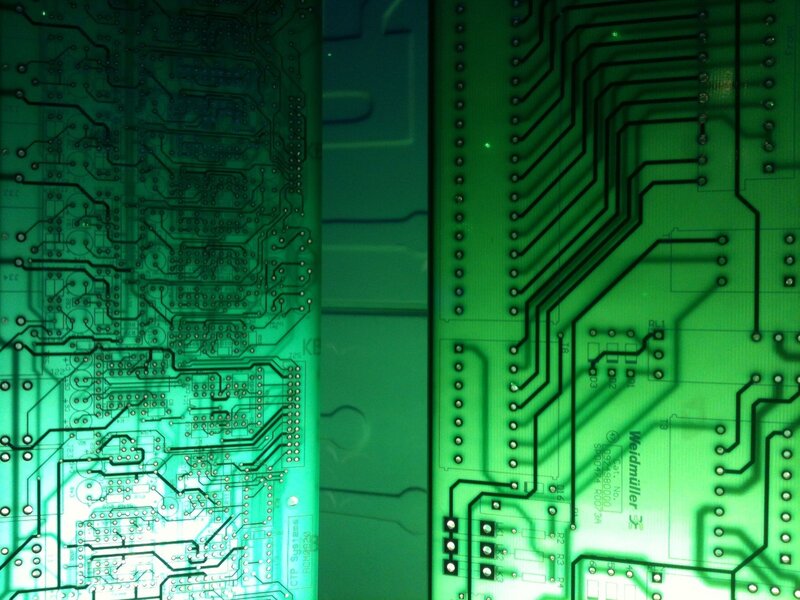 close-up of circuit boards
