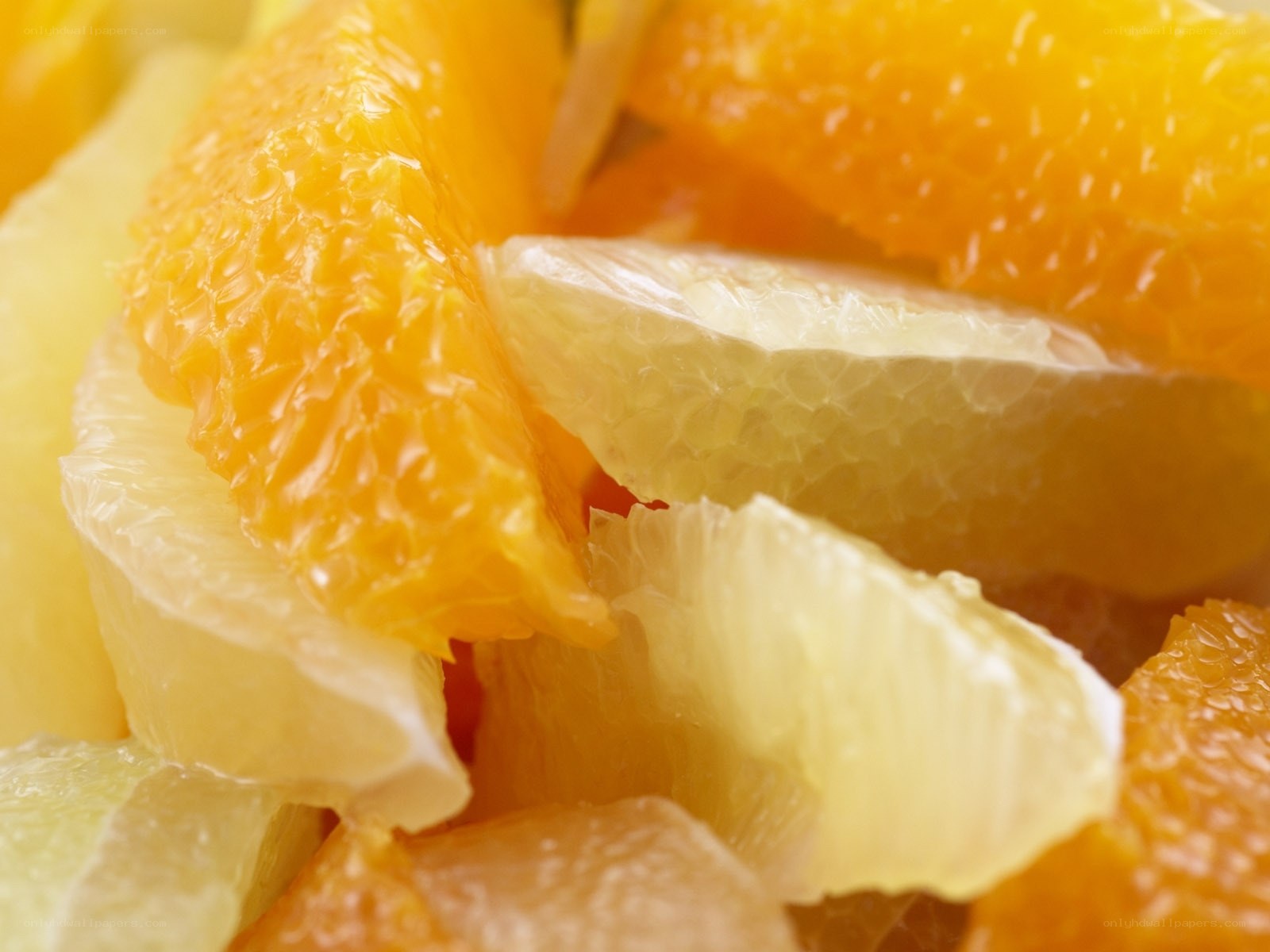 close-up of citrus fruit segments