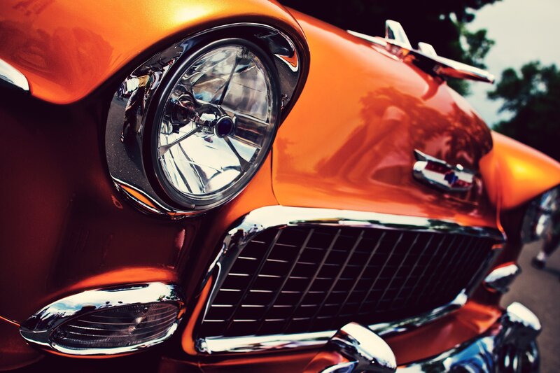 Close-up of classic car front