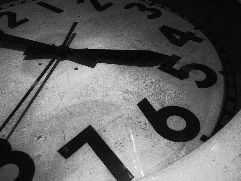 Close-up of Clock Face — Black, Dark
