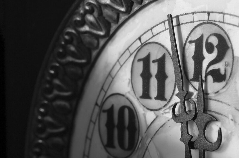 Close-up of Clock Face — Black, Dramatic, Photograph