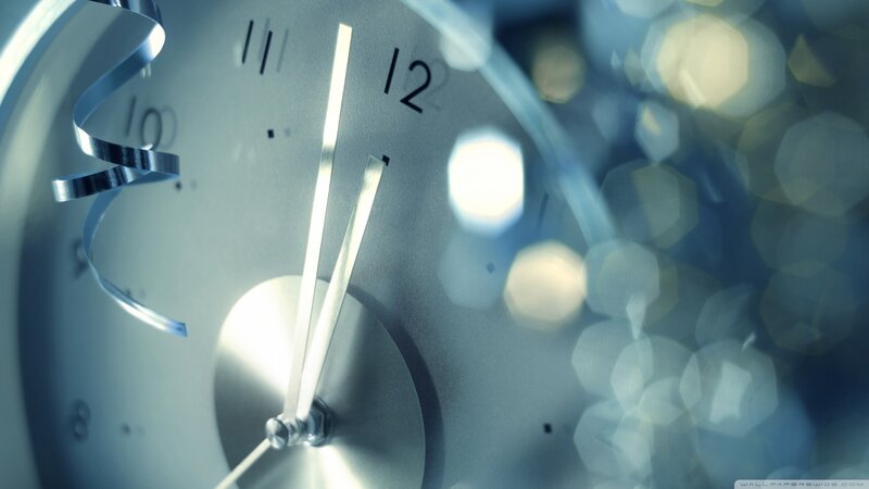 Close-up of Clock Face — Blue, Celebratory