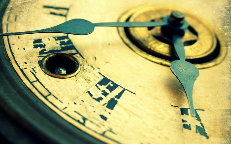Close-up of Clock Face — Yellow