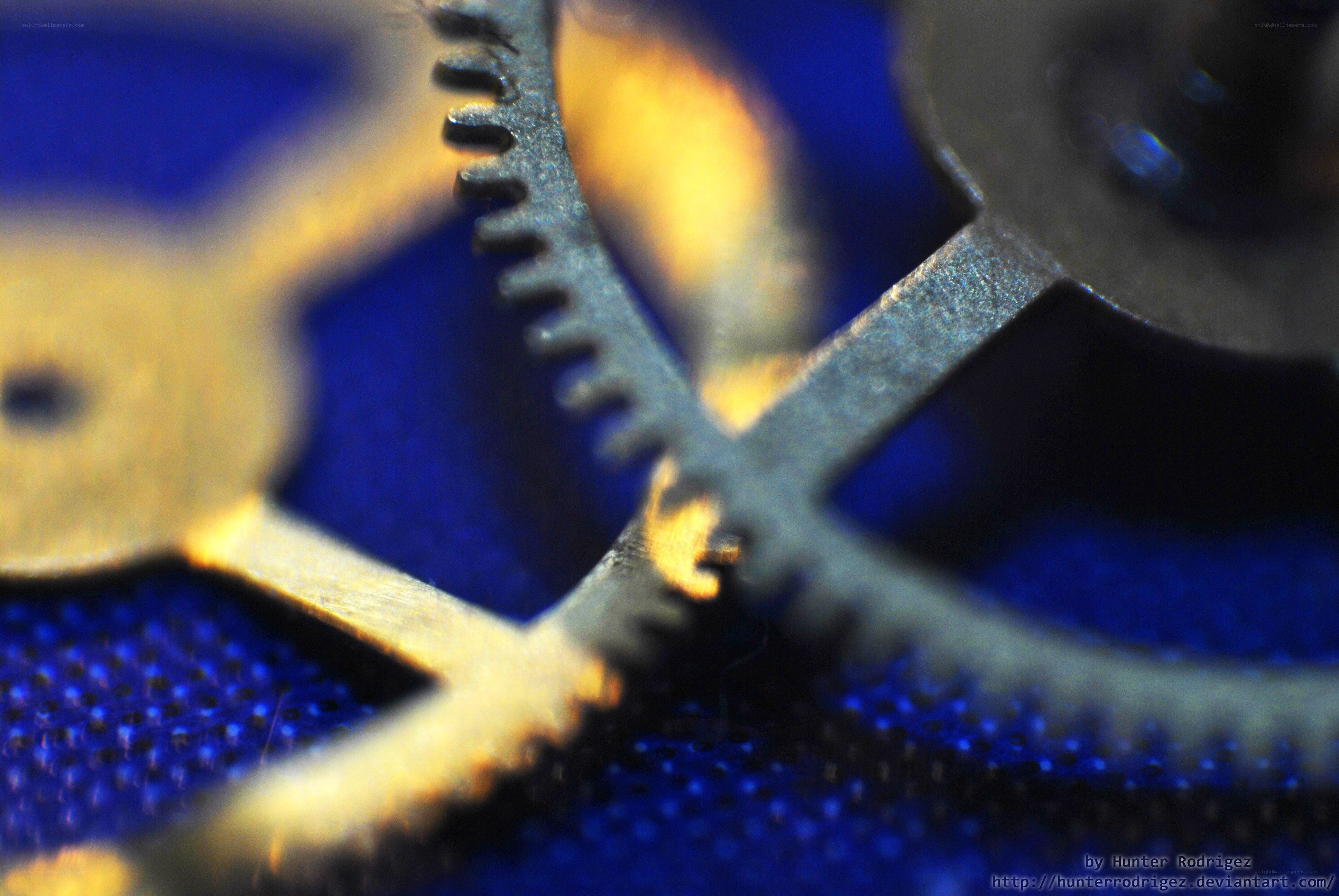 close-up of clock gears