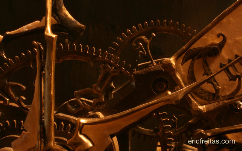 close-up of clock gears