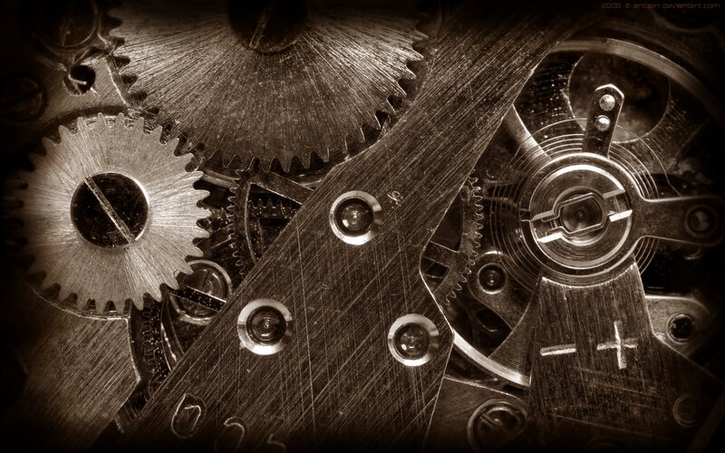 Close-up of Clock Gears — Brown, Mechanical