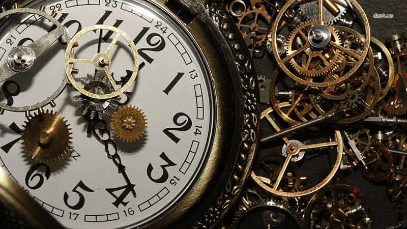 Close-up of Clock Mechanism — Gold