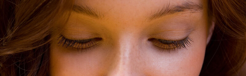close-up of closed eyes