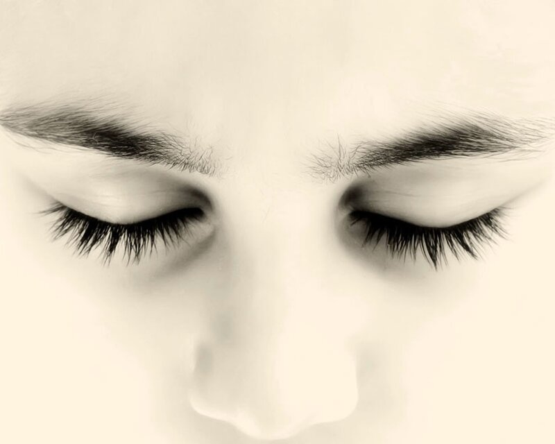 close-up of closed eyes