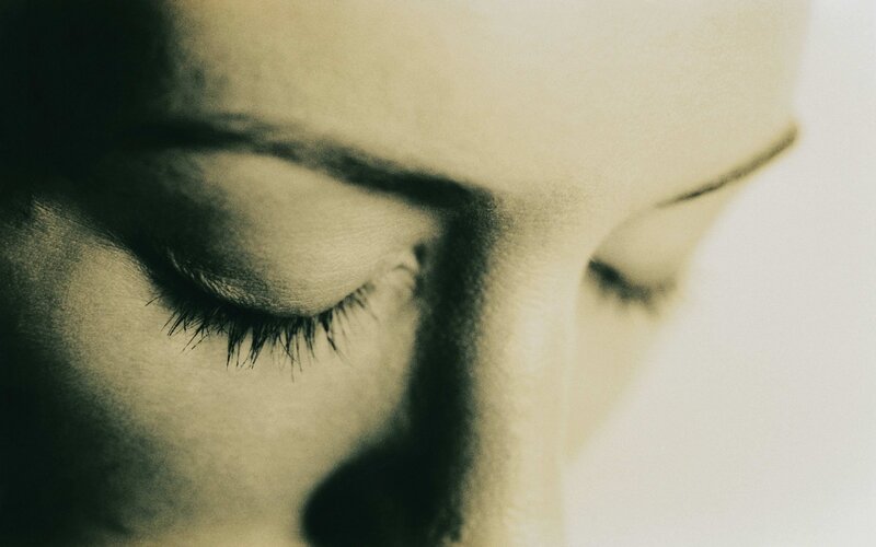 close-up of closed eyes