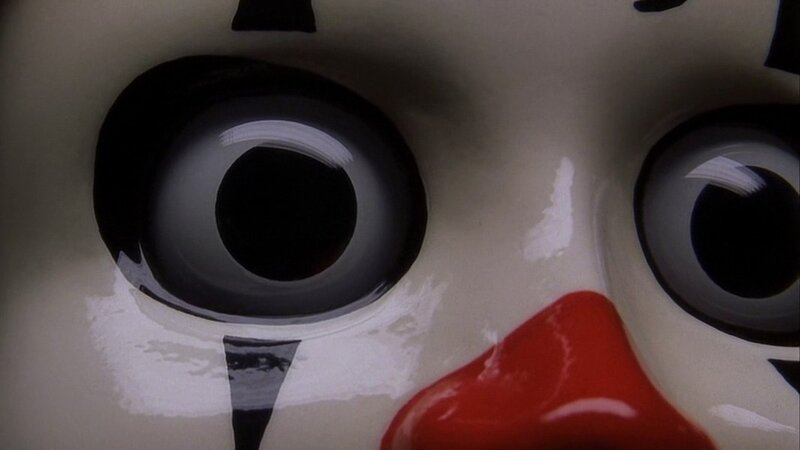 close-up of clown mask