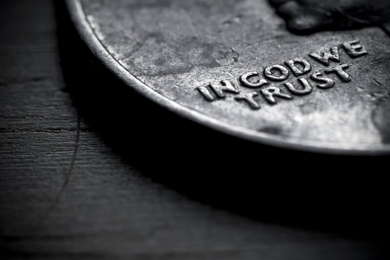 close-up of coin inscriptions