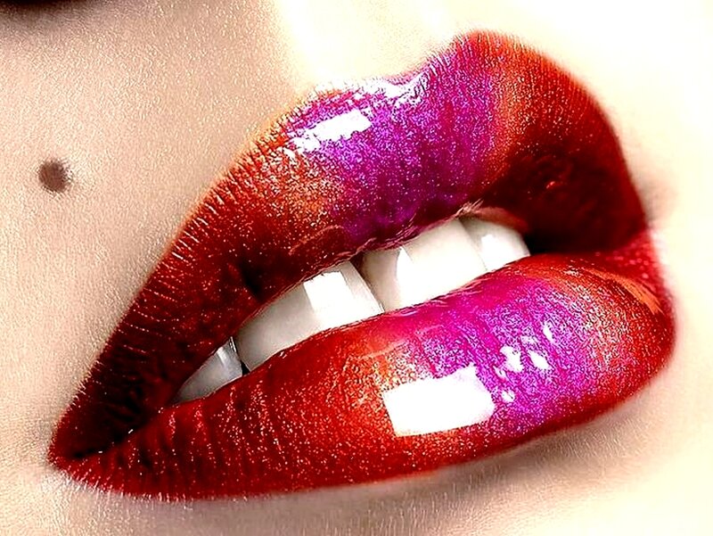 close-up of colorful lips