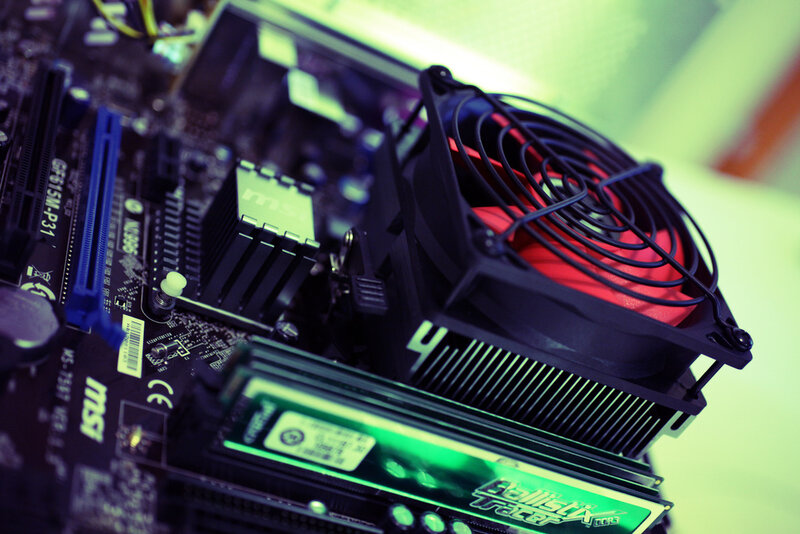 close-up of computer motherboard