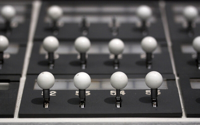 Close-up of control knobs