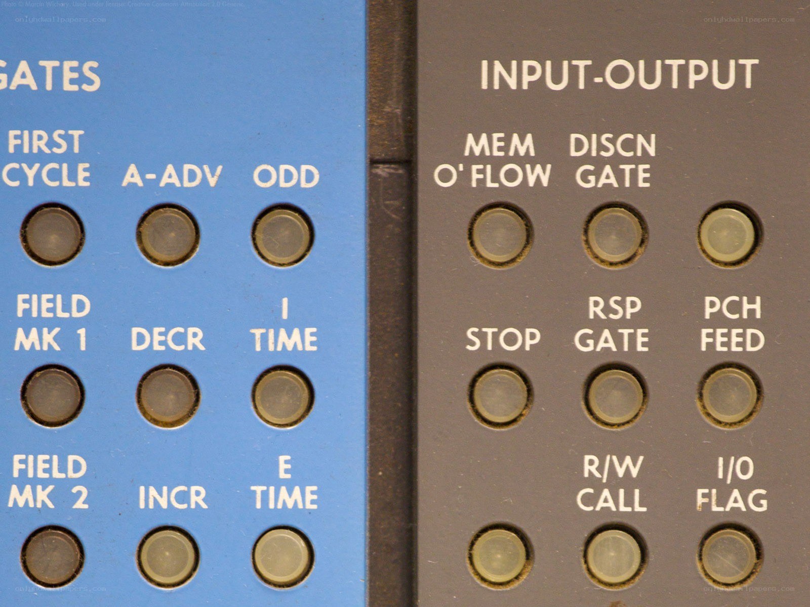 Close-up of control panel buttons