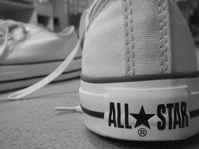 close-up of converse sneakers