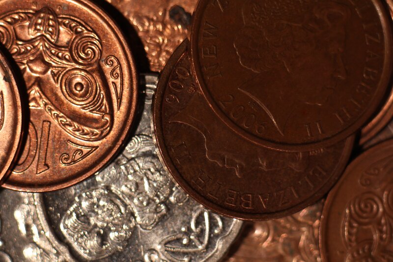 Close-up of copper coins