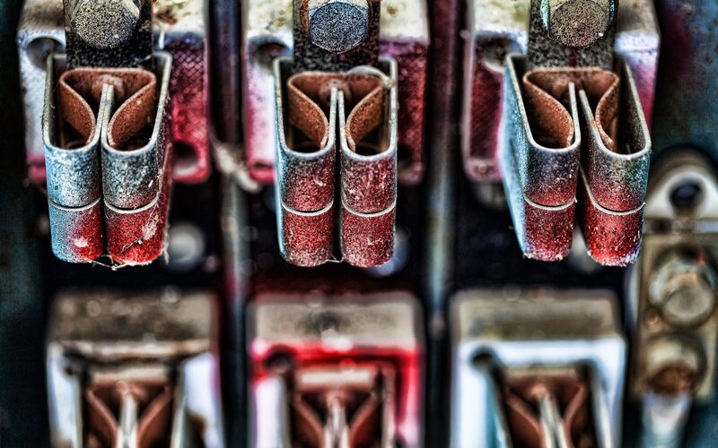 close-up of corroded battery terminals