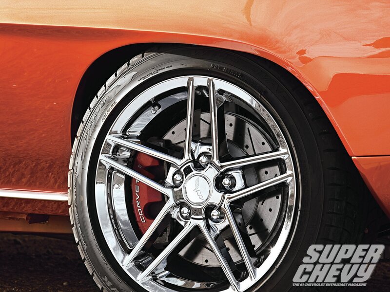 close-up of corvette wheel