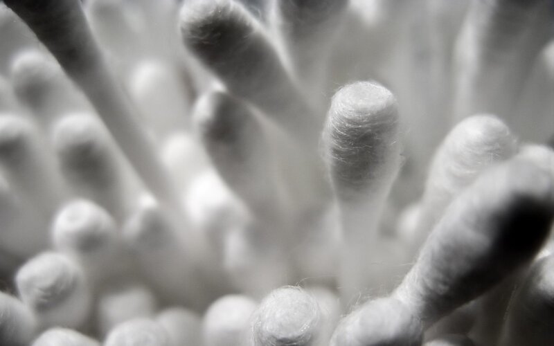 close-up of cotton swabs