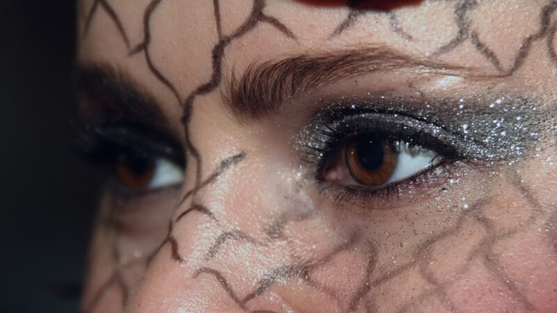 close-up of cracked face makeup