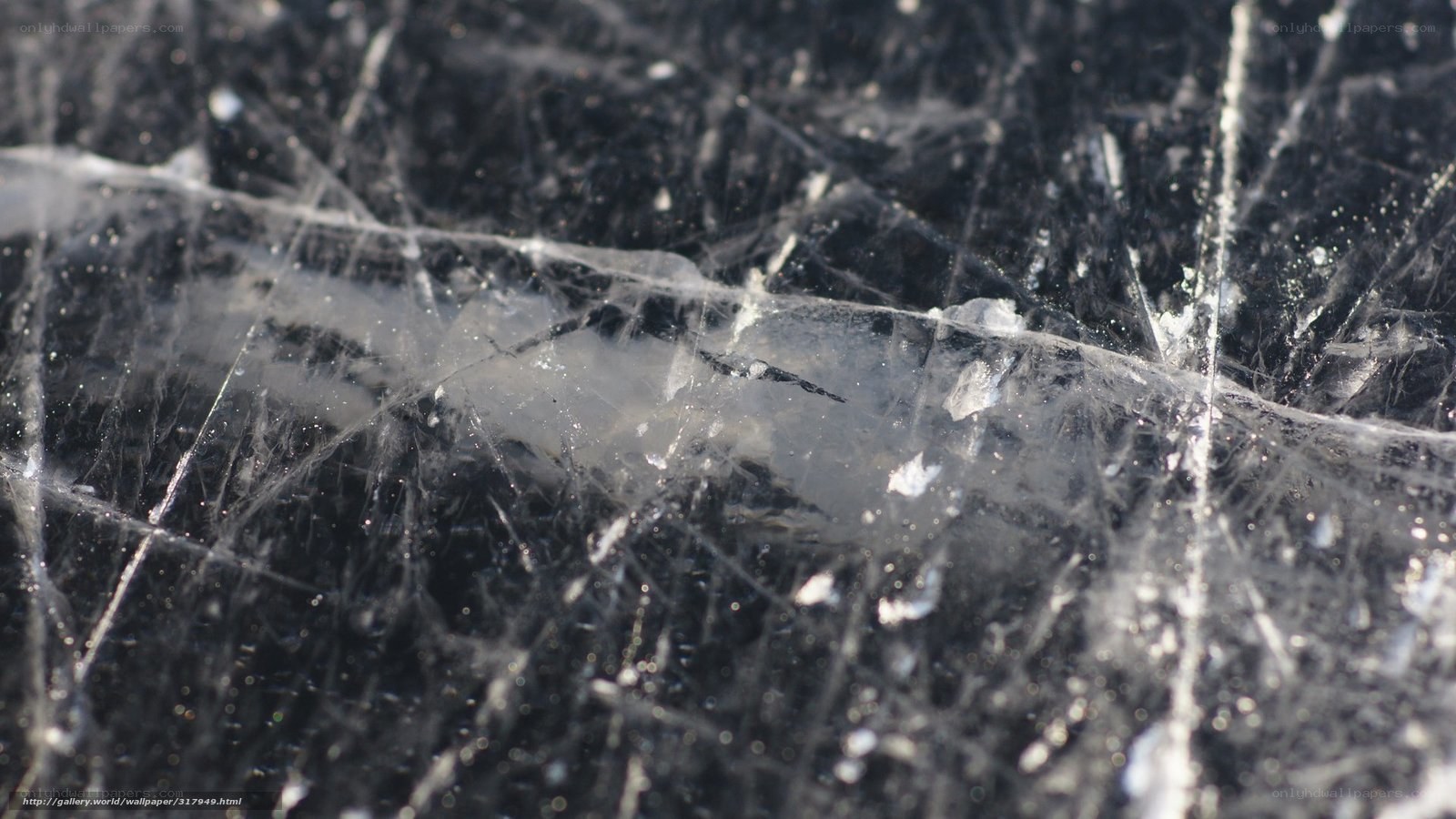 Close-up of cracked ice surface