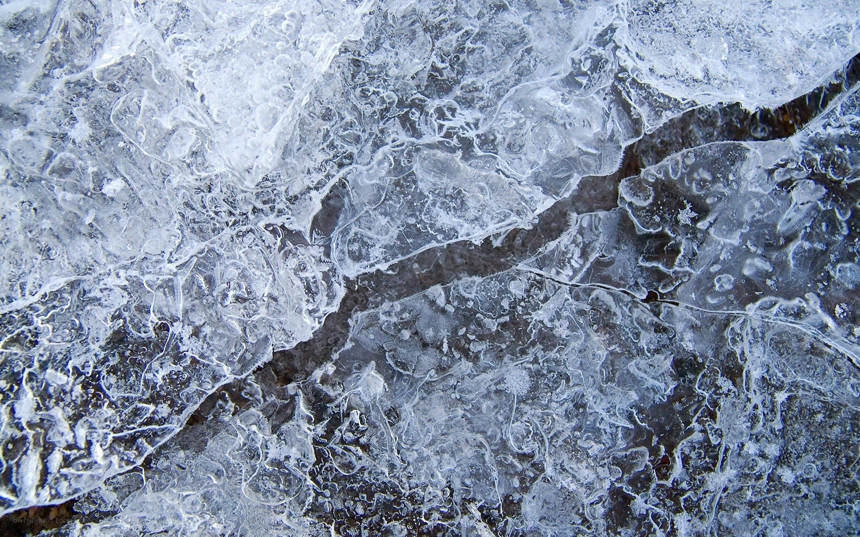 Close-up of cracked ice surface