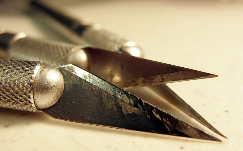 close-up of craft knives