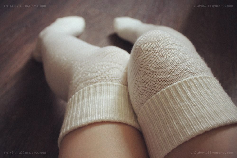 close-up of cream socks