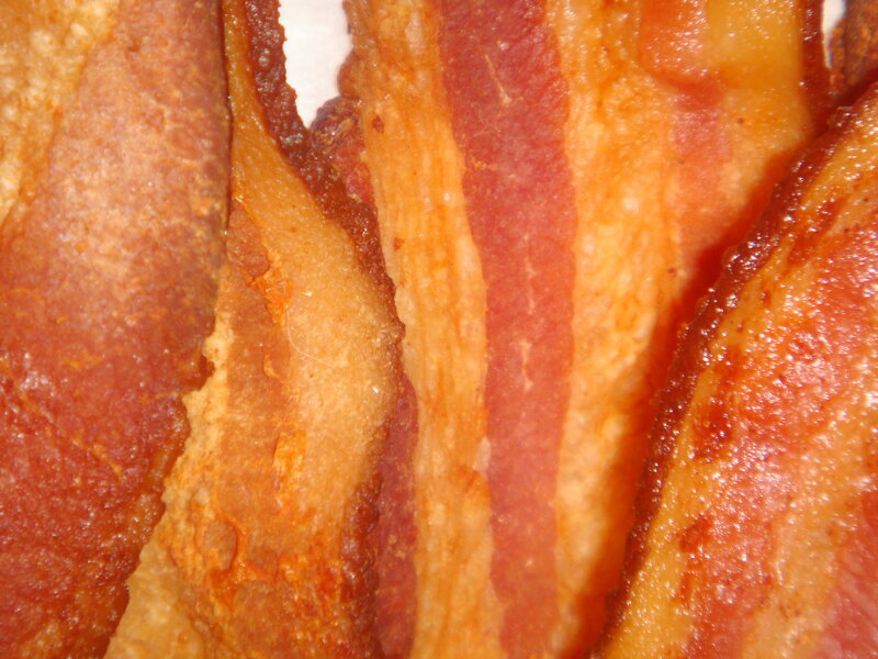 close-up of crispy bacon