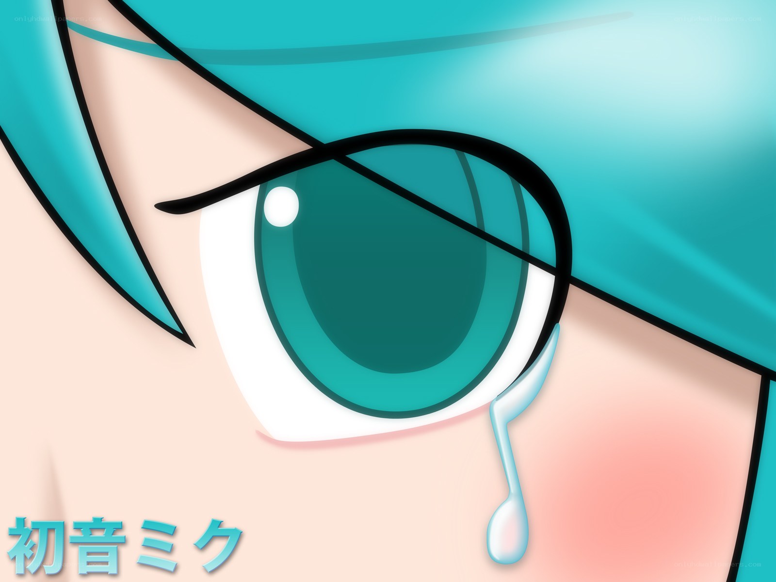 Close-up of crying anime eye