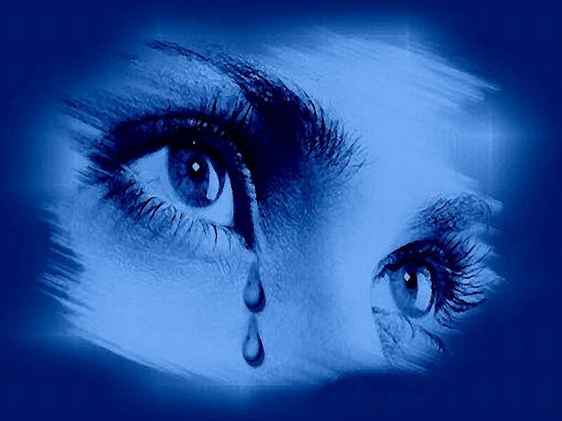 Close-up of Crying Eyes — Blue