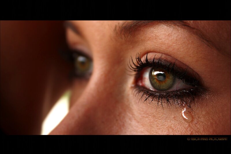 close-up of crying eyes
