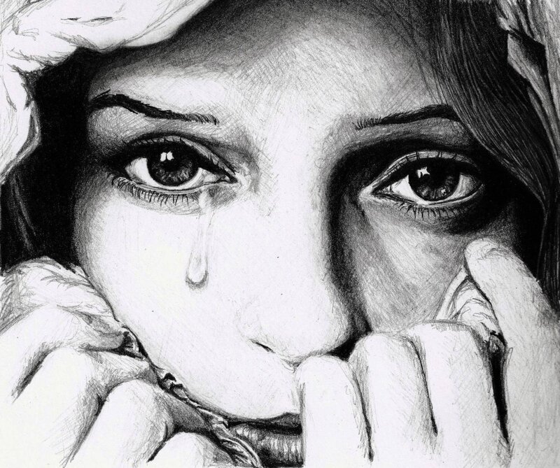 Close-up of Crying Woman — Black