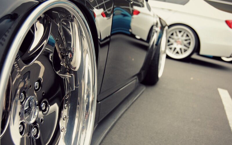 close-up of custom car wheel