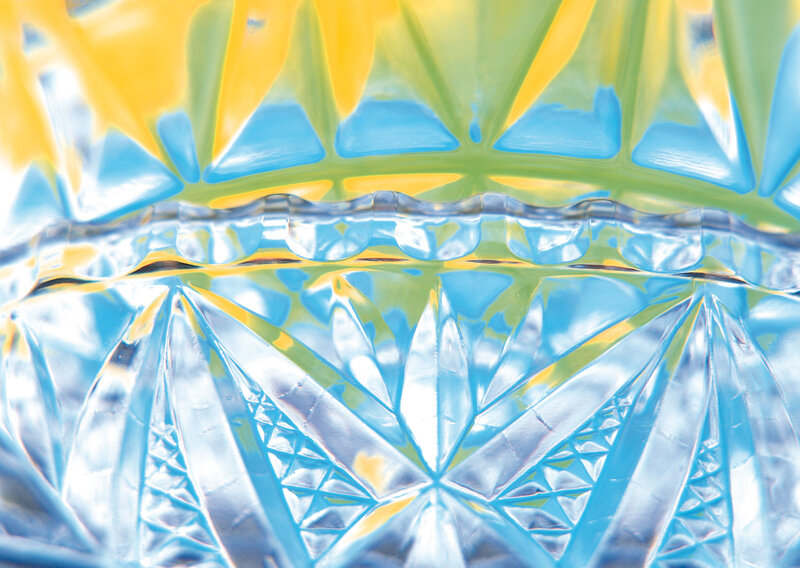 Close-up of cut glass pattern