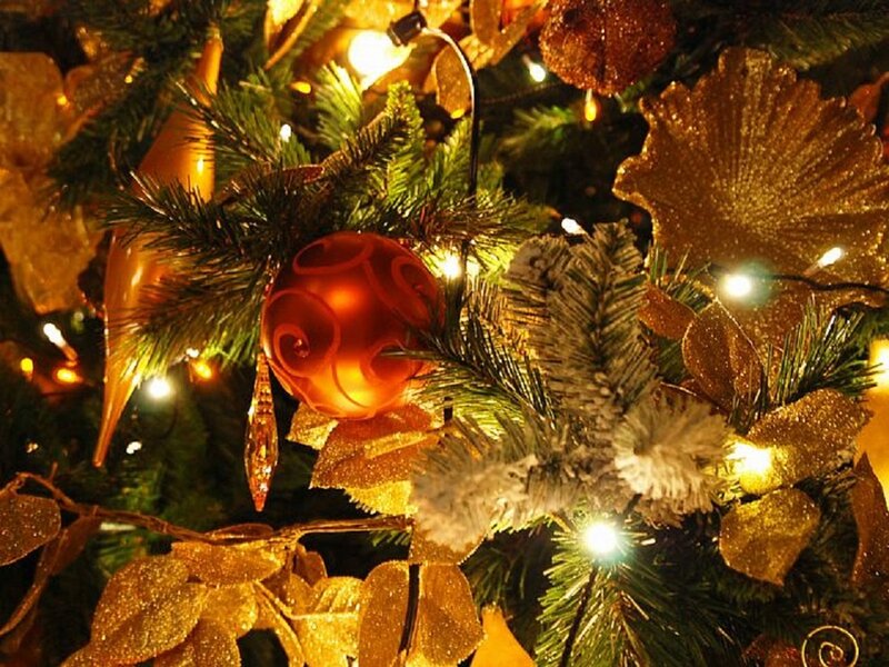 Close-up of Decorated Tree — Green